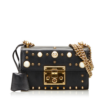 Gucci Pearl Studded Padlock Crossbody Bag