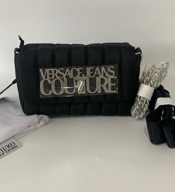 LOUIS VUITTON Versace Jeans Couture black nylon silver logo crossbody bag