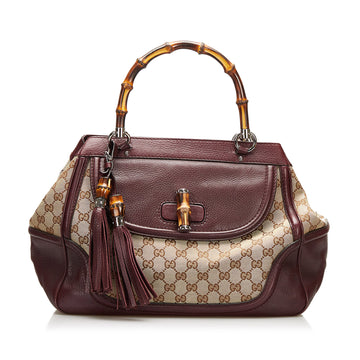 Gucci GG Canvas Tassel Bamboo Handbag