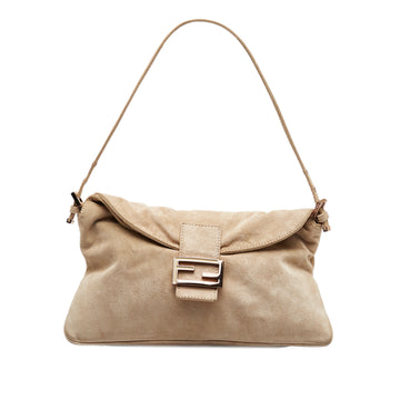 FENDI Suede Double Flap Shoulder Bag