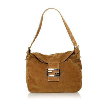 Fendi Corduroy Double Flap Shoulder Bag