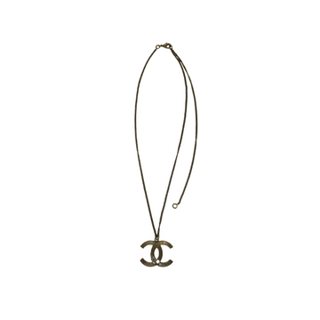 CHANEL CC Logo Feather Necklace Gold Plated