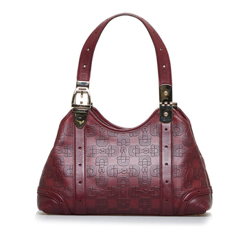 GUCCI Horsebit Embossed Leather Handbag