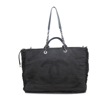 CHANEL Large Canvas Double Face Shopping Tote Satchel