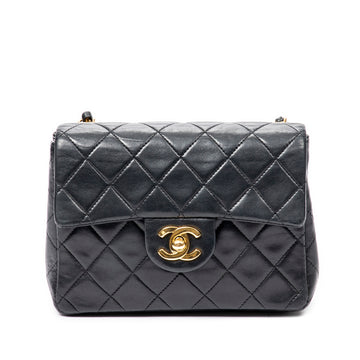 CHANEL Mini Classic Lambskin Square Single Flap Crossbody Bag