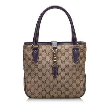 GUCCI GG Canvas Jackie Piston Lock Handbag