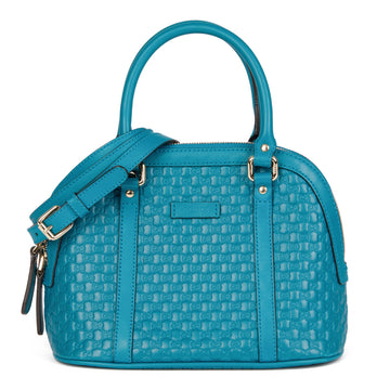Teal GG Embossed Microguccissima Calfskin Leather Mini Dome Tote Shoulder Bag