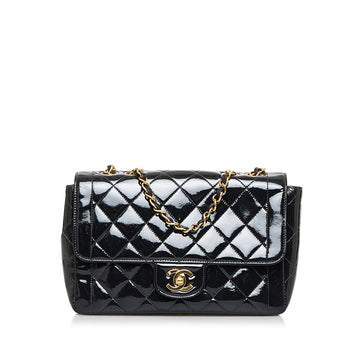 CHANEL Small Quilted Patent Border Flap Bag