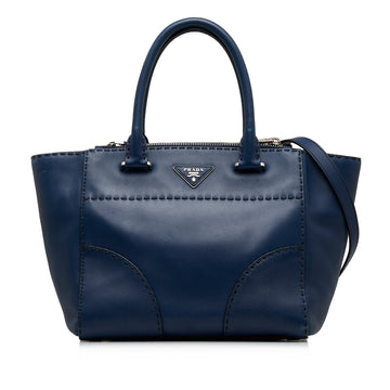 PRADA City Calf Stitched Twin Pocket Satchel