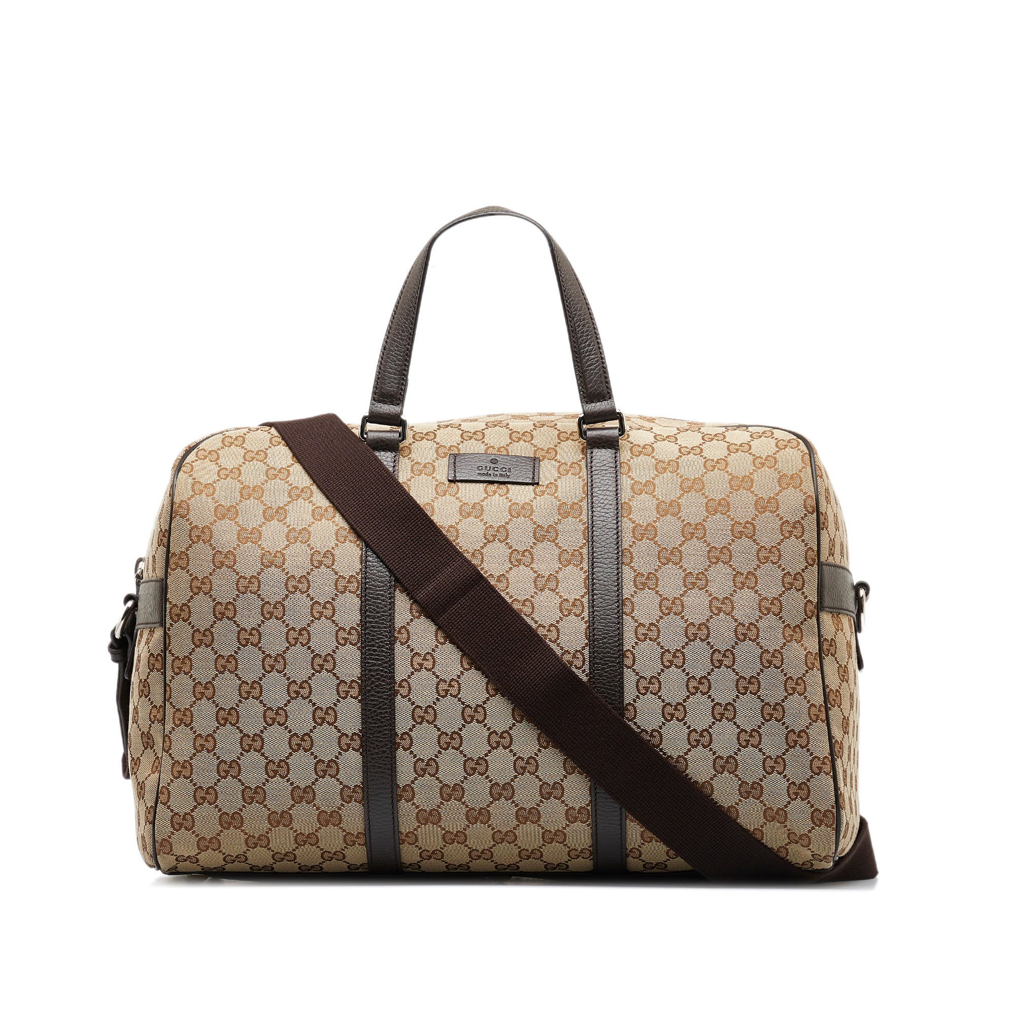 Gucci canvas travel discount bag