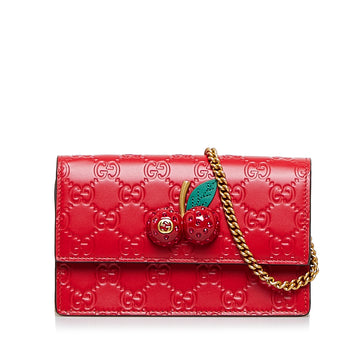 GUCCIssima Cherry Wallet on Chain Crossbody Bag