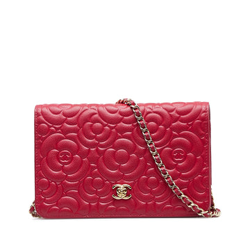 CHANEL Camellia Wallet On Chain Crossbody Bag