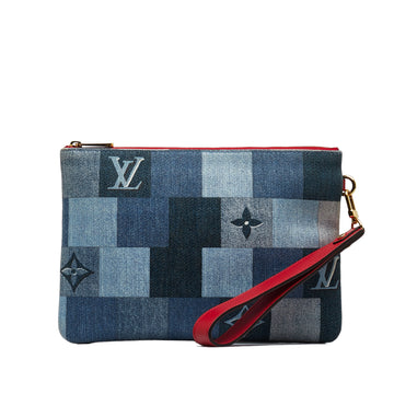 LOUIS VUITTON Monogram Denim Patchwork Neverfull Pouch