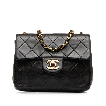 CHANEL Mini Classic Lambskin Square Single Flap Crossbody Bag