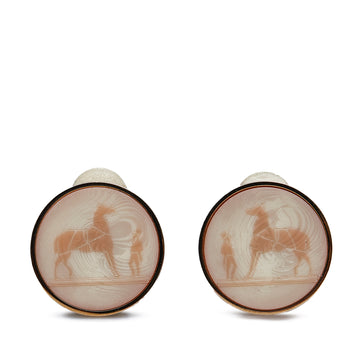 HERMES Corozo Horse Clip On Earrings Costume Earrings