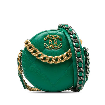 CHANEL 19 Round Lambskin Clutch With Chain Satchel