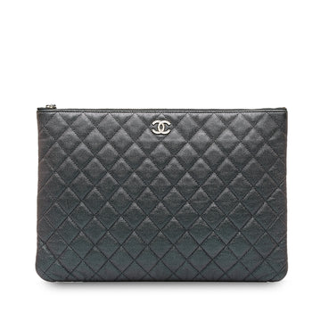 CHANEL Quilted Caviar O Case Clutch Clutch Bag