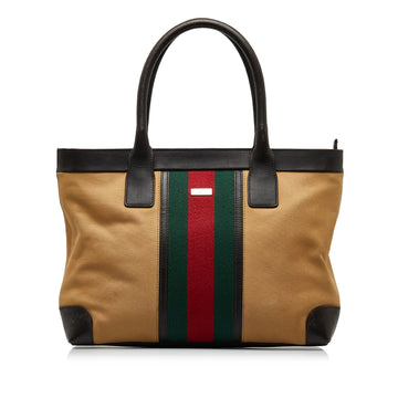 GUCCI Web Canvas Tote Bag