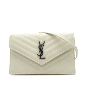 SAINT LAURENT Grain De Poudre Cassandre Envelope Wallet on Chain Crossbody Bag