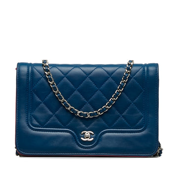 CHANEL CC Quilted Lambskin Wallet On Chain Crossbody Bag