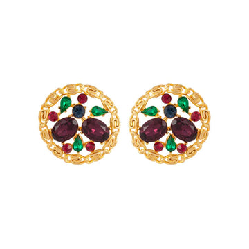 VINTAGE 1980s  Jewel Coloured Clip-On Earrings