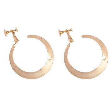 VINTAGE 1980s  Gold Plated Round Hoop Clip-On Earrings