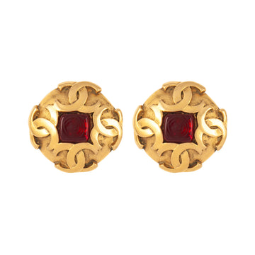 CHANEL 1986 A Rare Pair Of  Chanel Ruby Gripoix Clip-On Earrings
