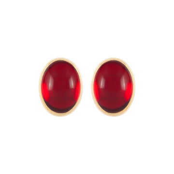 VINTAGE 1980s  Ruby Oval Clip-on Earrings