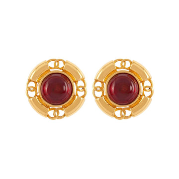CHANEL 1980s  Rare Chanel Ruby Gripoix Clip-On Earrings