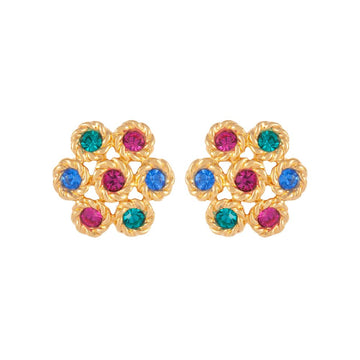 SWAROVSKI 1980s  Swarovski Floral Embellished Clip-On Earrings