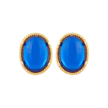 VINTAGE 1980s  Sapphire Lucite Clip-On Earrings