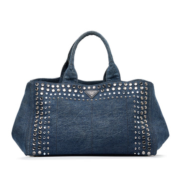 PRADA Canapa Studded Handbag