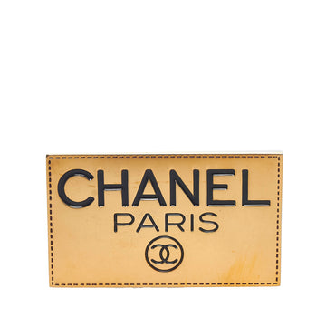 CHANEL CC Logo Plate Brooch Costume Brooch