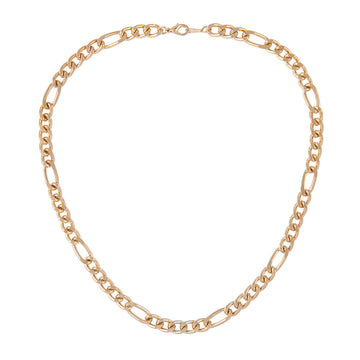 VINTAGE 1990s  Gold Plated Bold Figaro Chain Necklace