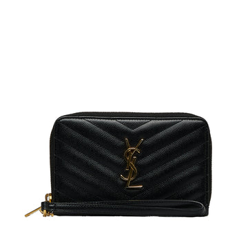 SAINT LAURENT Monogram Zip Around Wristlet Wallet Long Wallets