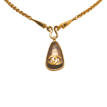 CHANEL Teardrop CC Logo Pendant Necklace Costume Necklace