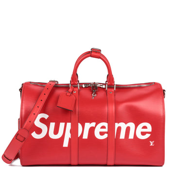 Louis Vuitton X Supreme Red Epi Leather Keepall 45cm Bandouliere Shoulder Bag