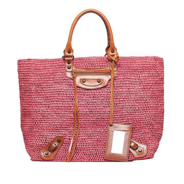 BALENCIAGA Motocross Classic Raffia Tote Tote Bag