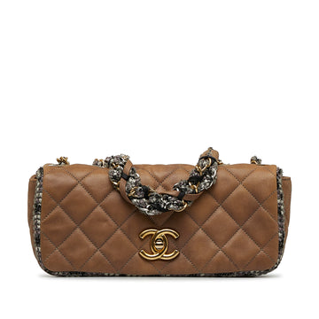 CHANEL Small Quilted Lambskin and Tweed Chain Flap Shoulder Bag