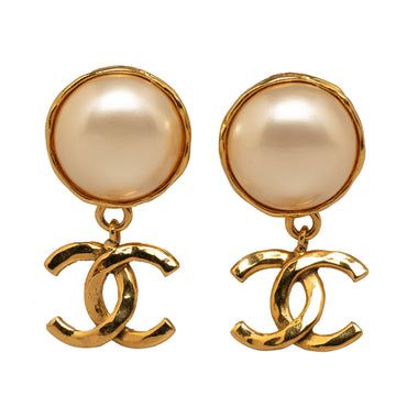 CHANEL CC Faux Pearl Clip-On Earrings Costume Earrings