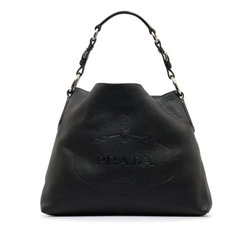 PRADA Vitello Daino Logo Embossed Hobo Hobo Bag