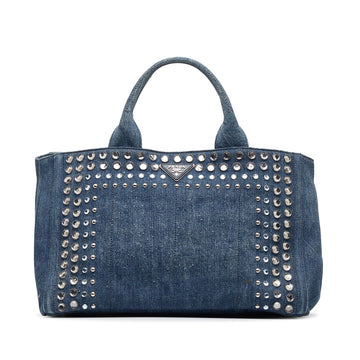 PRADA Canapa Studded Handbag