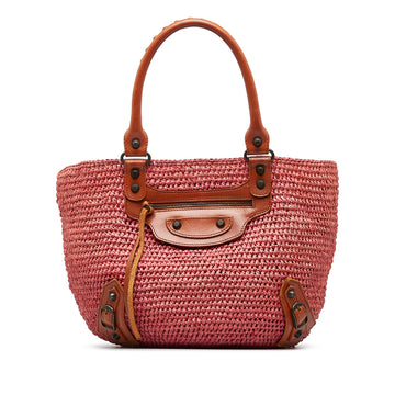 BALENCIAGA Motocross Classic Raffia Panier Handbag