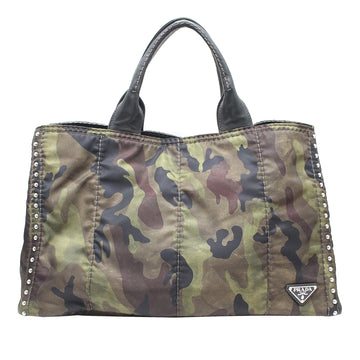 PRADA Canapa Studded Camouflage Tote Tote Bag