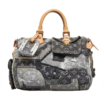 LOUIS VUITTON Monogram Denim Patchwork Speedy 30 Boston Bag