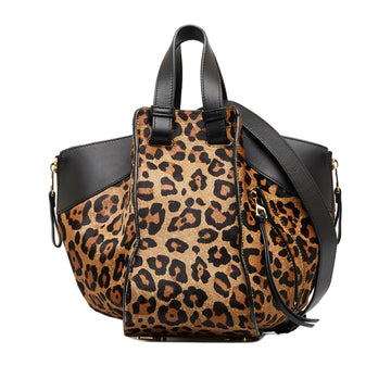 LOEWE Leopard Print Pony Hair Hammock Bag