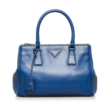 PRADA Galleria Double Zip Stitched City Calf Satchel