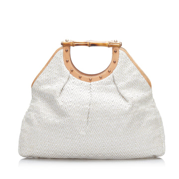 Gucci Woven Leather Bamboo Hobo Hobo Bag