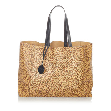 Bottega Veneta Leopard Print Intrecciomirage Leather Tote Bag