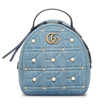 GUCCI Small GG Marmont Pearl Denim Backpack